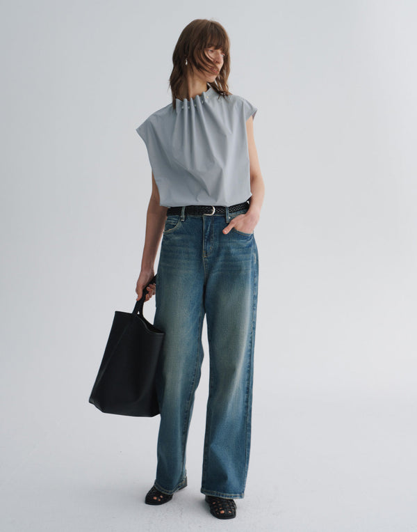 Sleeveless Pleated Shell Top