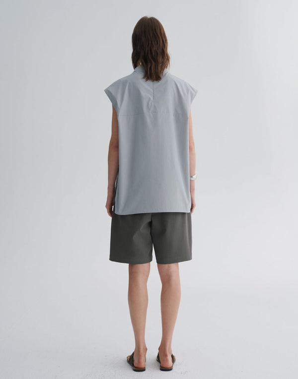 Sleeveless Pleated Shell Top