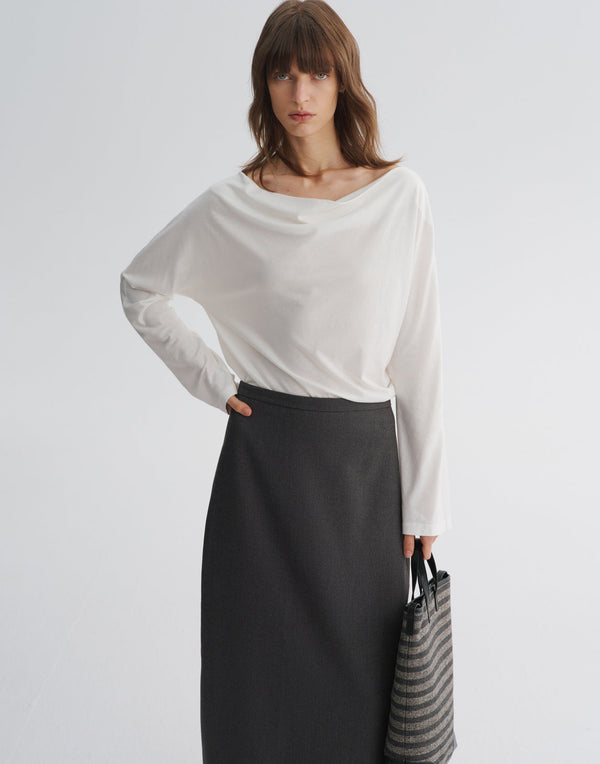 Off-Shoulder Draped Neck Tee