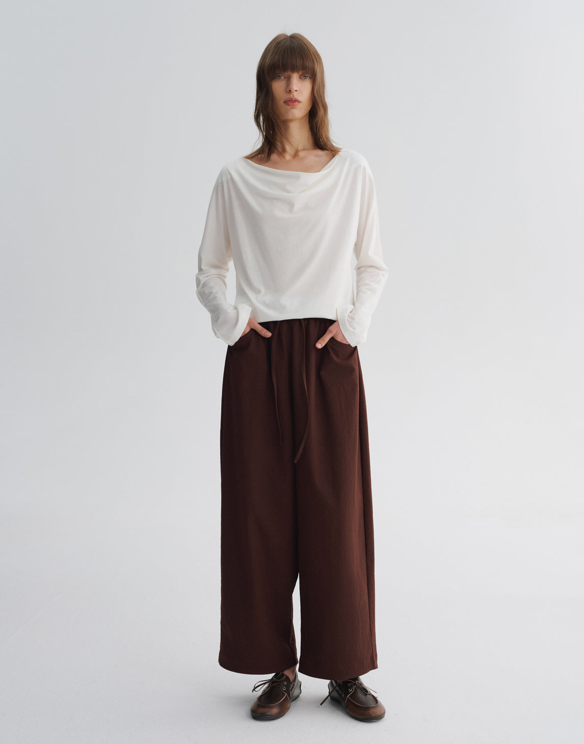 Off-Shoulder Draped Neck Tee