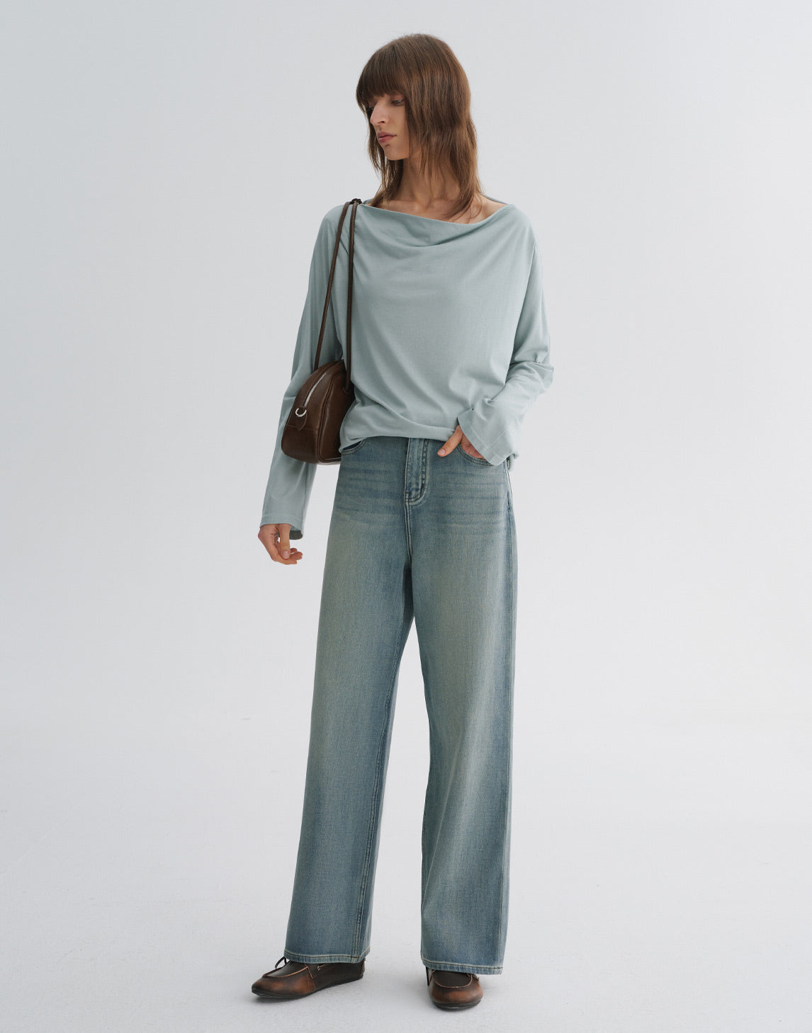 Off-Shoulder Draped Neck Tee