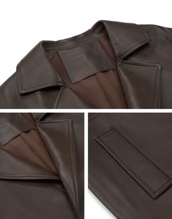 Refined Leather Wrap Coat