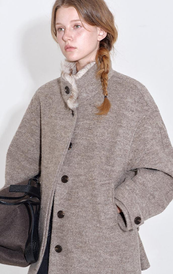 Stand-Collar Tie Coat