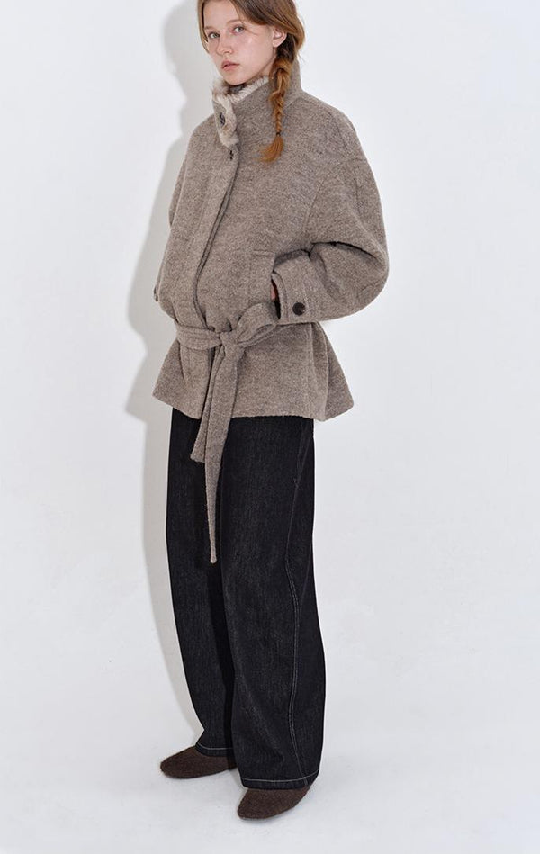 Stand-Collar Tie Coat