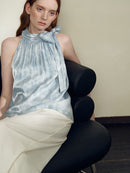 Ripple-Dye Satin Halter Top