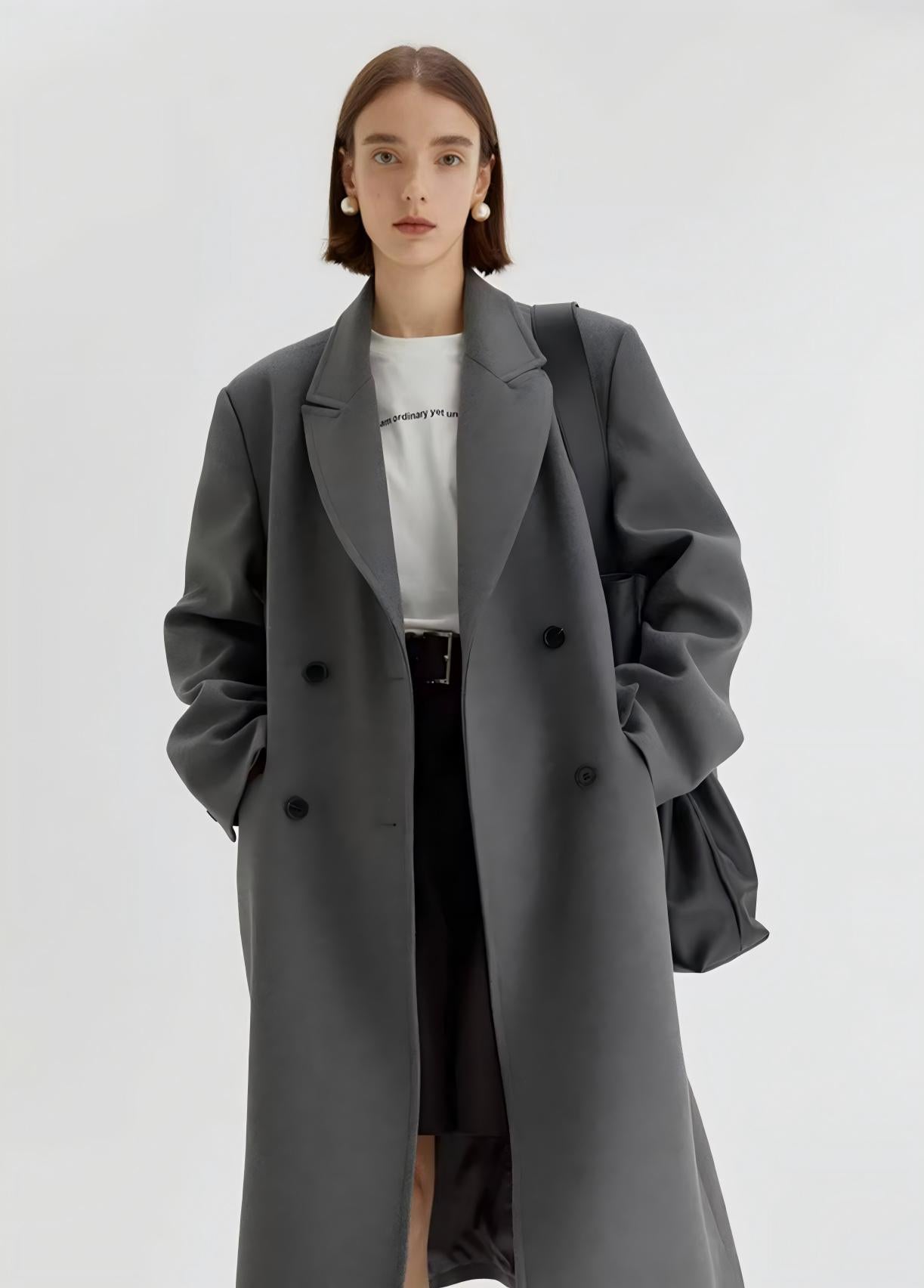 Tailored Grey Wool-Blend Overcoat