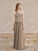 Asymmetric Metallic One-Shoulder Maxi Dress
