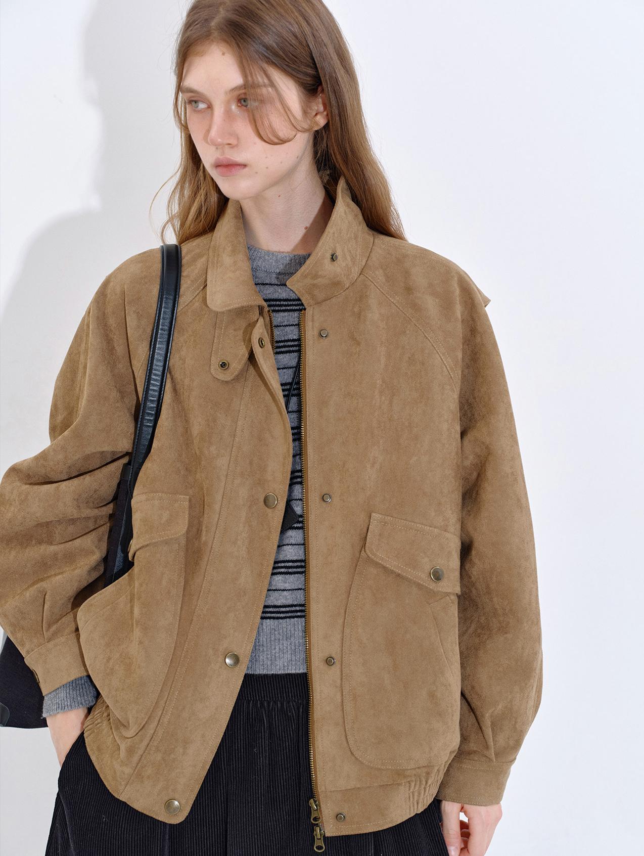 Retro Suede-Feel Quilted Jacket
