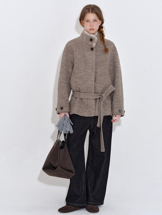 Stand-Collar Tie Coat