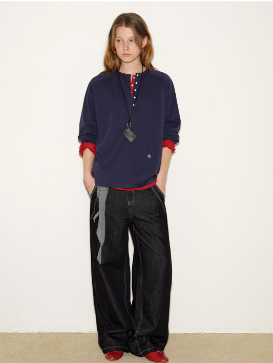 Red-Tack Raw Straight Jeans