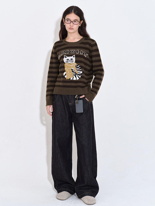 Buckle-Stitch Raw Denim Jeans