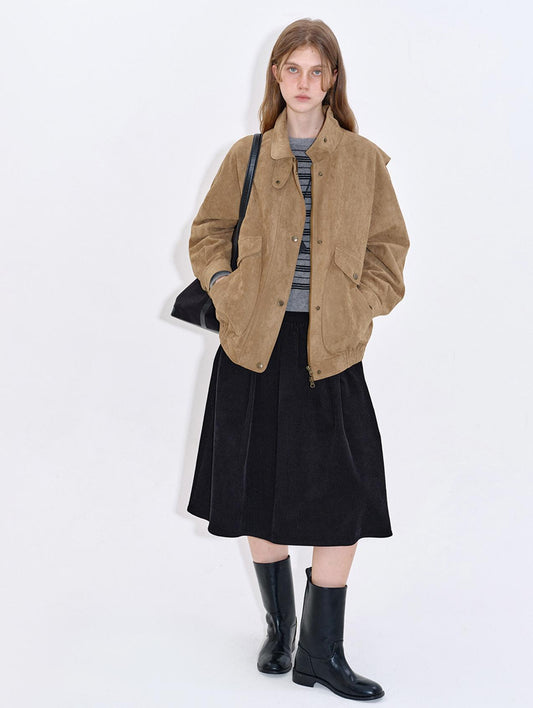 Retro Suede-Feel Quilted Jacket