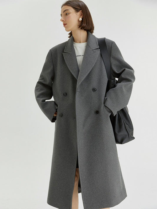 Tailored Grey Wool-Blend Overcoat