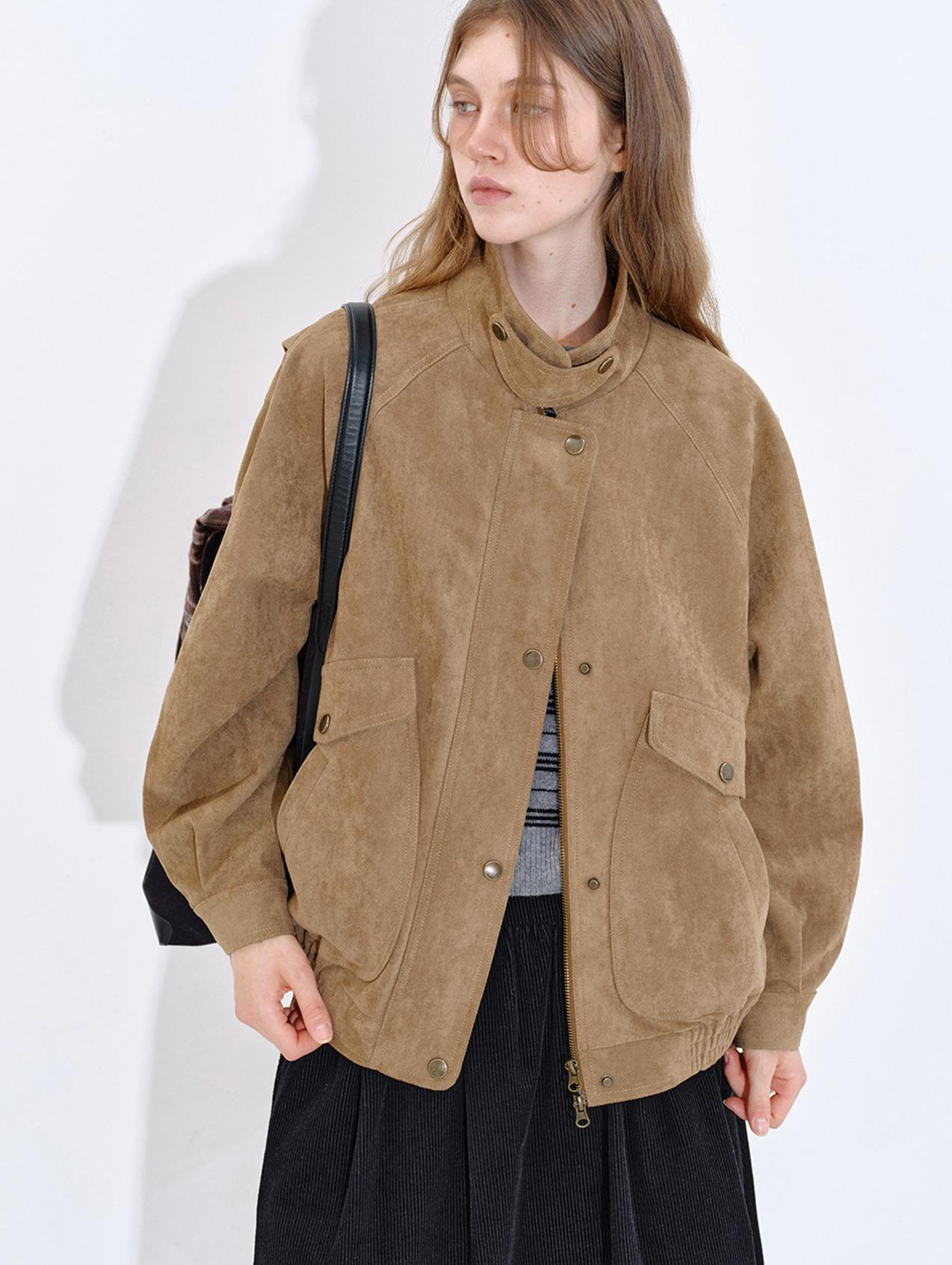 Retro Suede-Feel Quilted Jacket