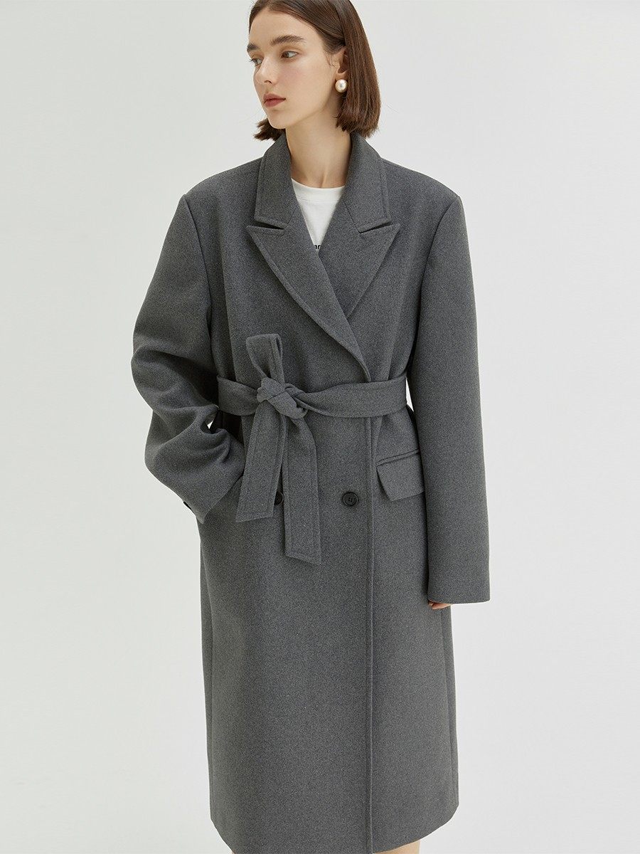 Tailored Grey Wool-Blend Overcoat