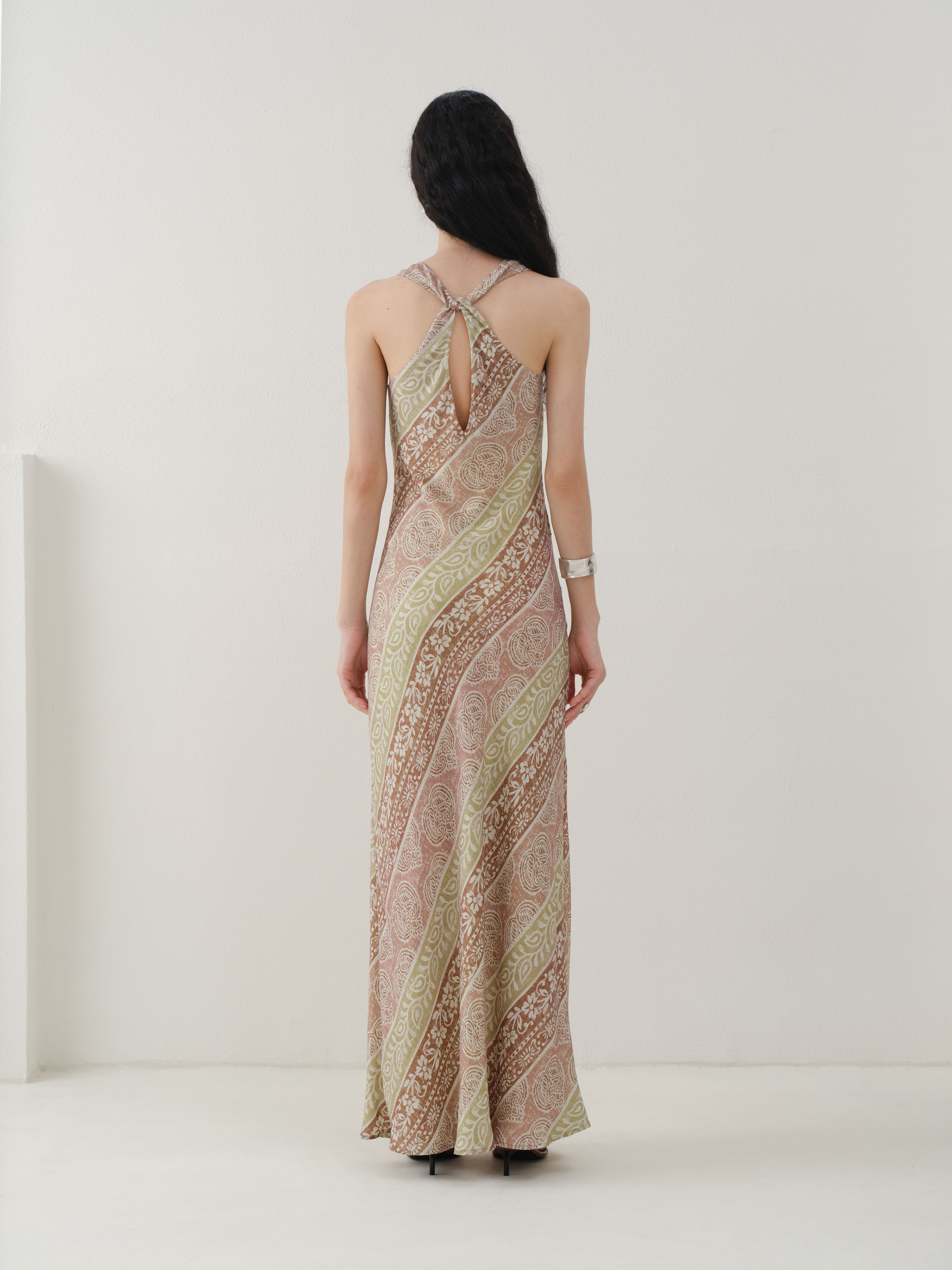 Paisley Print Cutout Maxi Dress