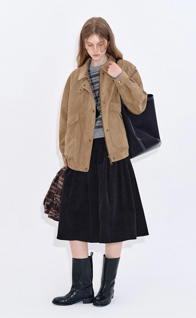Retro Suede-Feel Quilted Jacket