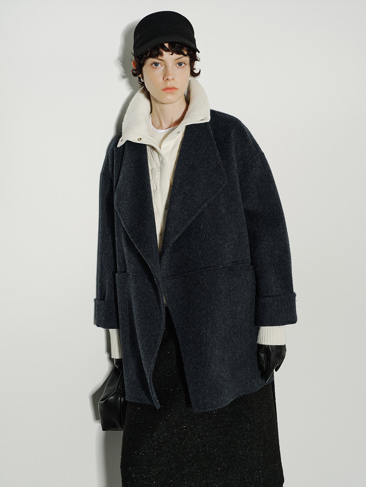 Ribline Knit-Panel Down Jacket