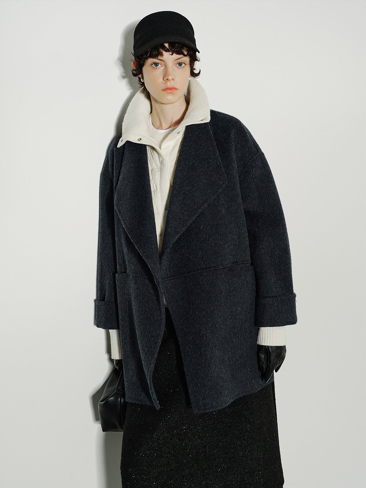Ribline Knit-Panel Down Jacket