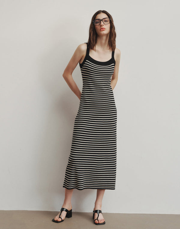 Chic Wide-Strap Knit Dress