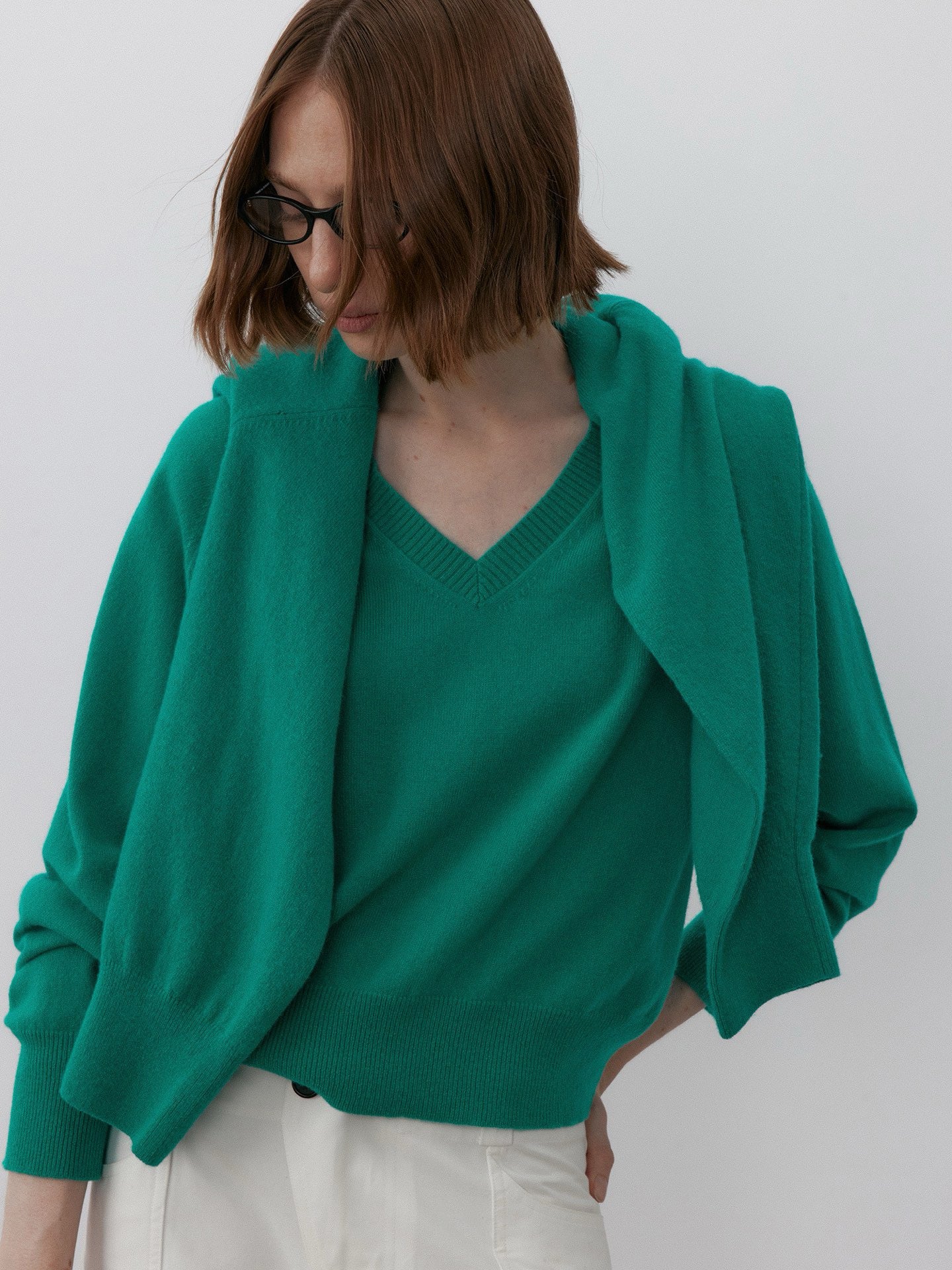 Peacock V-Neck Wool Sweater