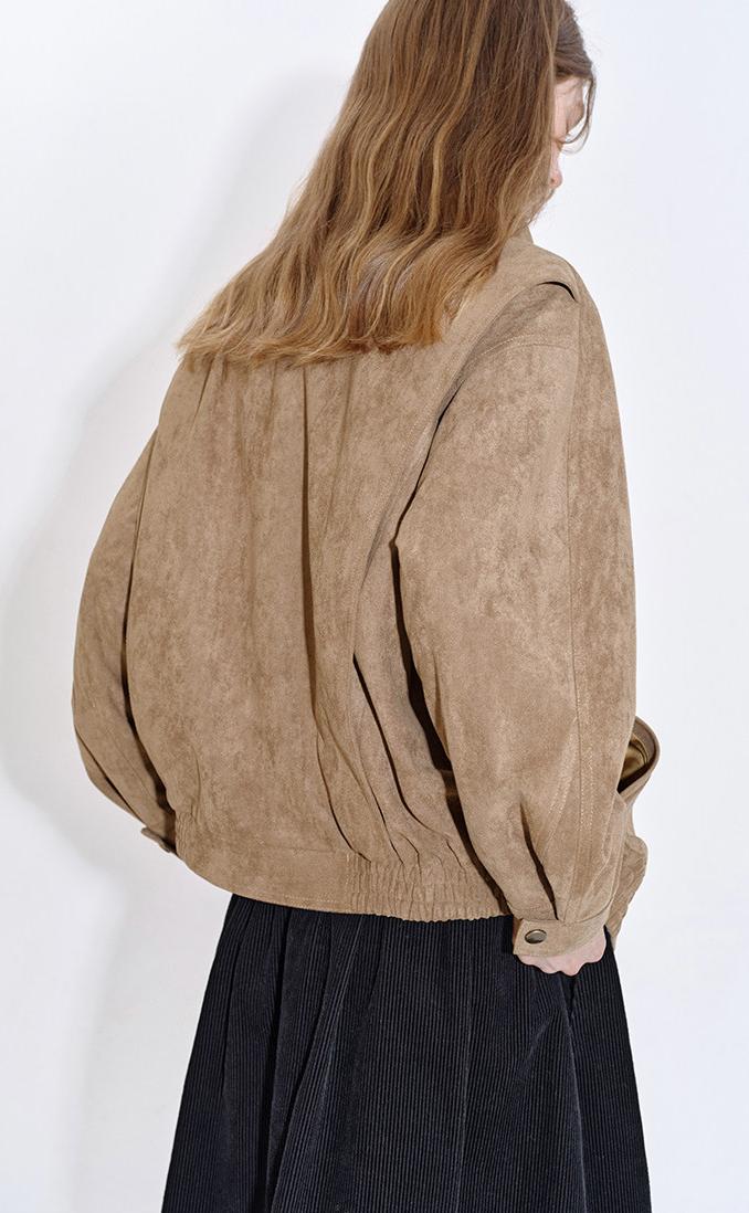Retro Suede-Feel Quilted Jacket