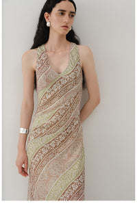 Paisley Print Cutout Maxi Dress