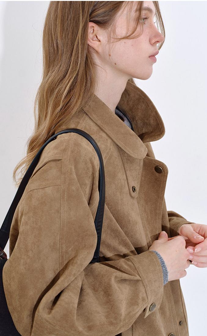 Retro Suede-Feel Quilted Jacket