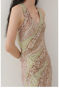 Paisley Print Cutout Maxi Dress