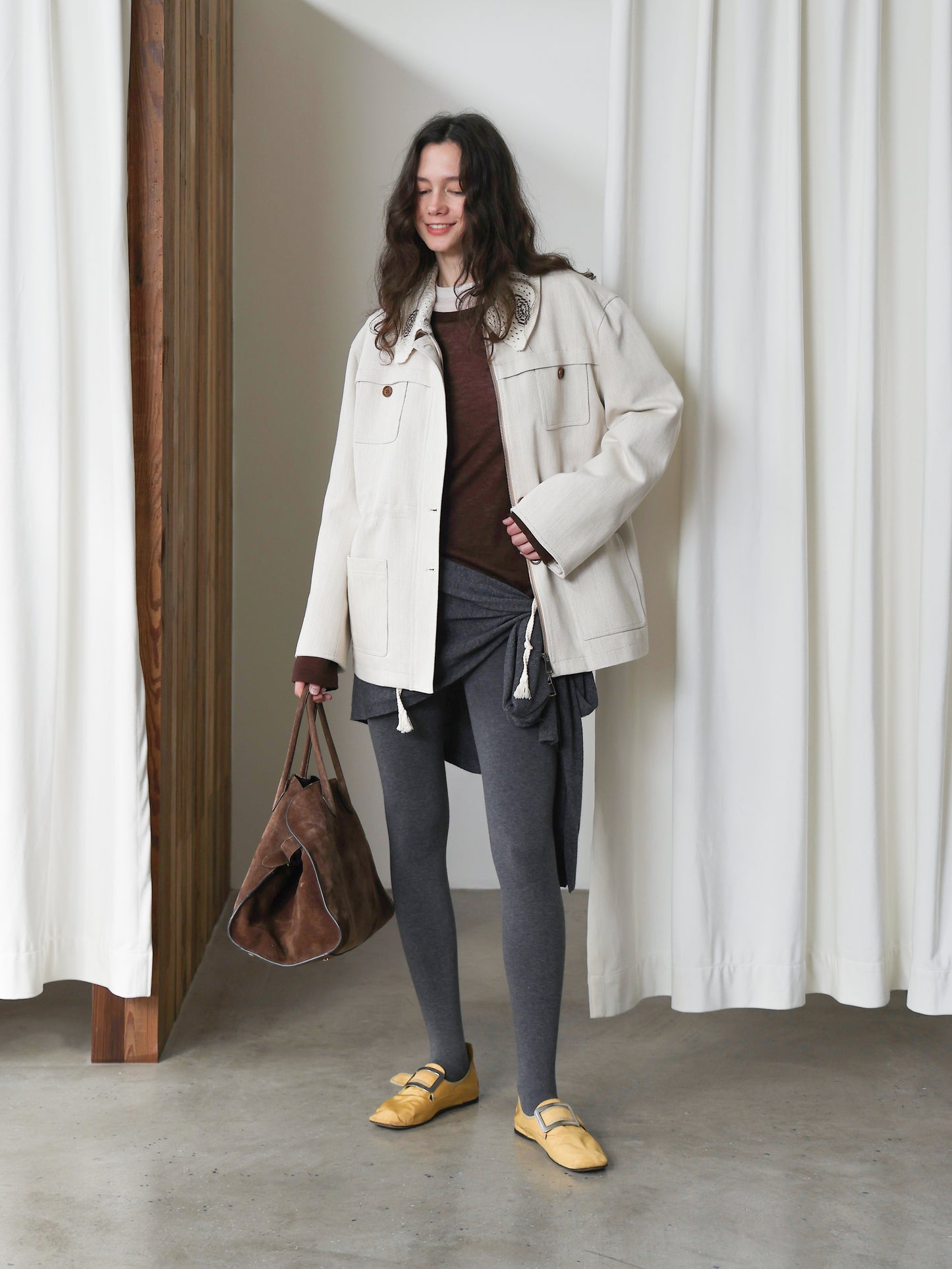 Crochet-Collar Utility Jacket