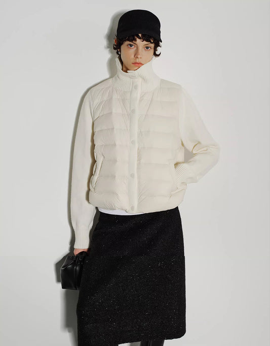 Ribline Knit-Panel Down Jacket