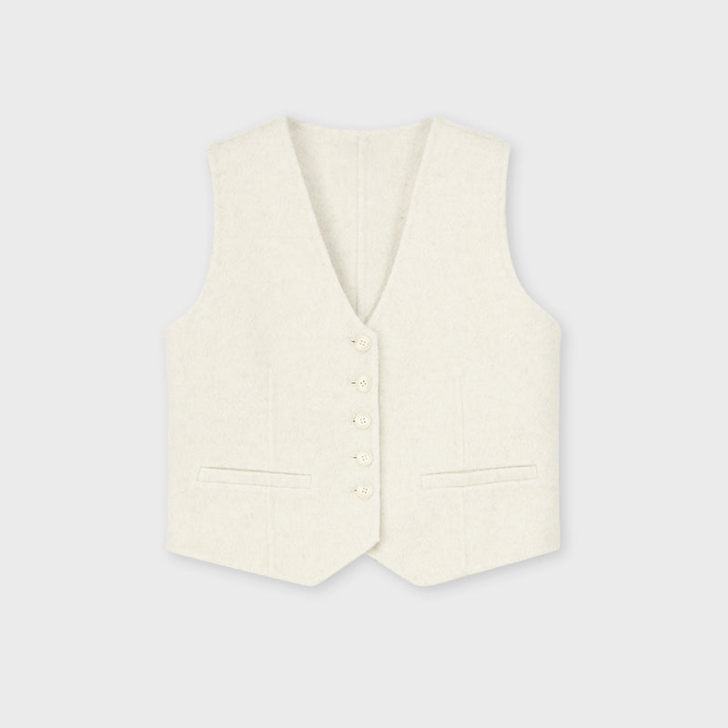 Double Face Cropped Wool Vest