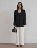 Collarless Black Wool Blazer