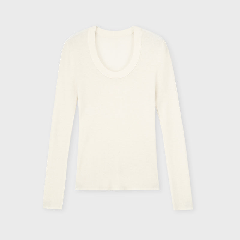 Wool Thin U Neck Bottom Shirt