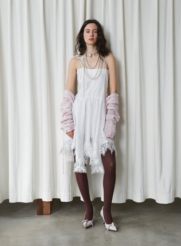 Irregular Lace-Trim Slip Dress