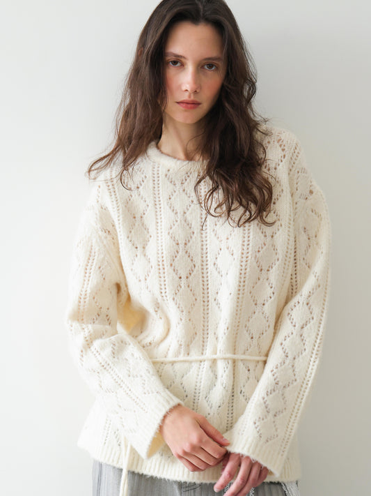 Crochet Lattice Tie Sweater