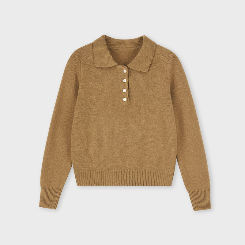 Loose Long Sleeve Polo Knit Sweater