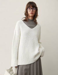 Loose V-neck Knit Sweater