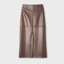 Reversible Straight Mid-Length Leather Skirt