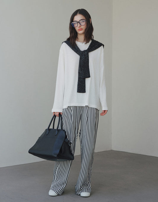 Effortless Draped Stripes Pants
