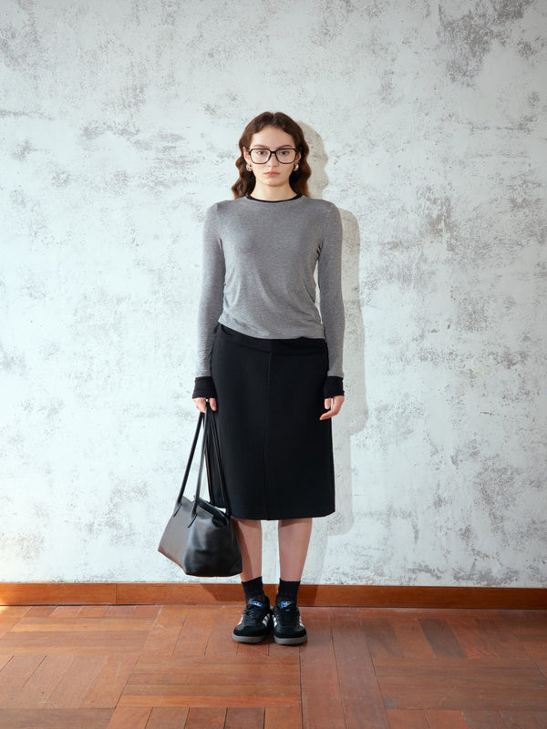 Front Slit Midi Skirt