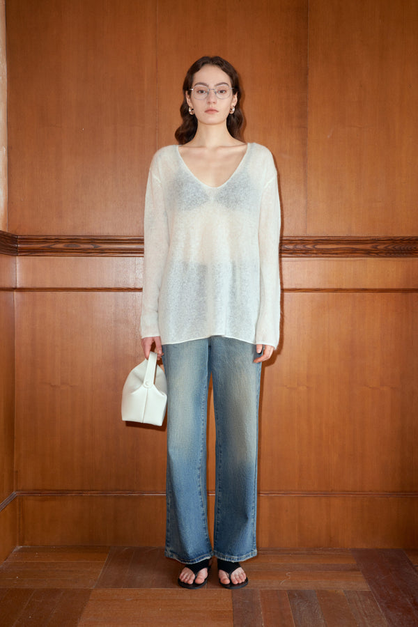 Sheer Mohair Knit Pullover