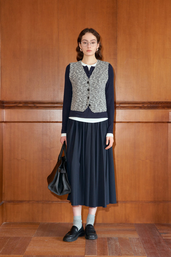 Structured Pleated Maxi Skirt