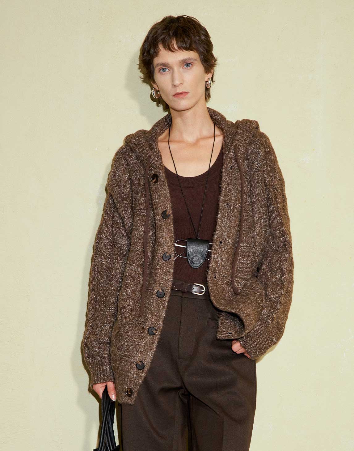 Chicer Oversize-Strickcardigan mit Zopfmuster
