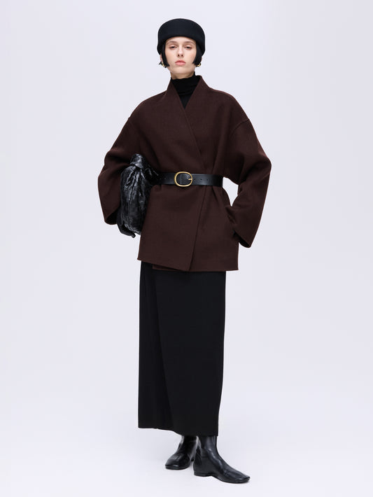 Soft V-Neck Wool Coat