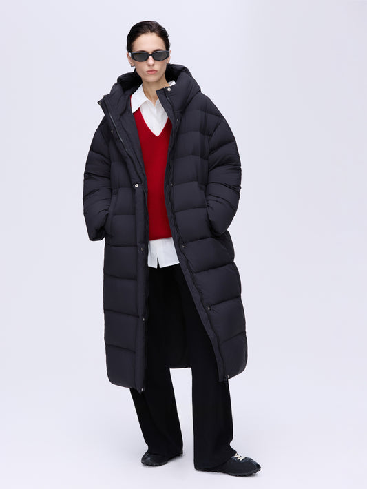 Long Hooded Down Coat