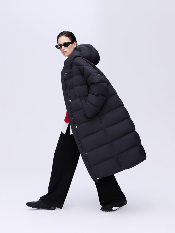 Long Hooded Down Coat