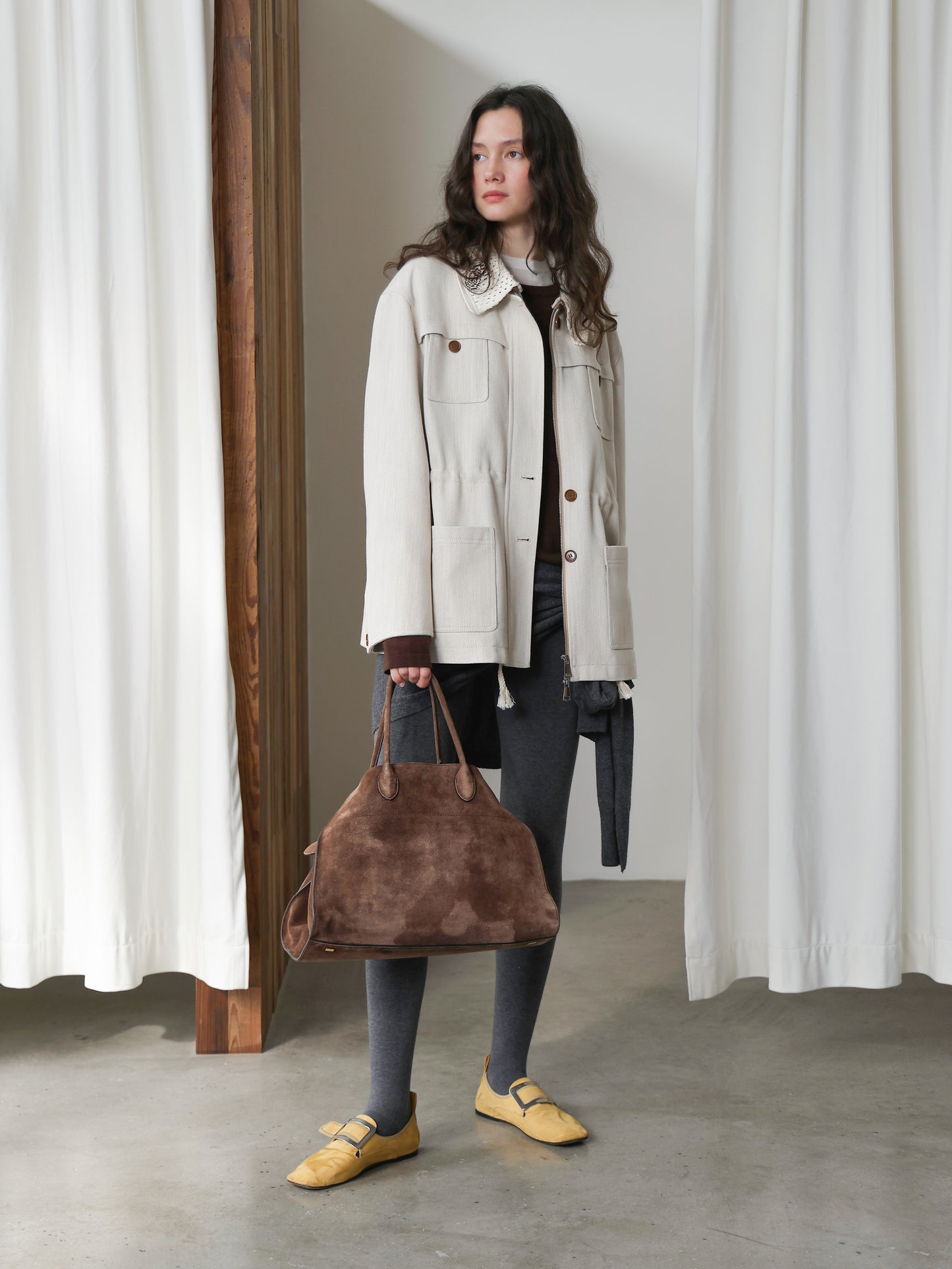Crochet-Collar Utility Jacket
