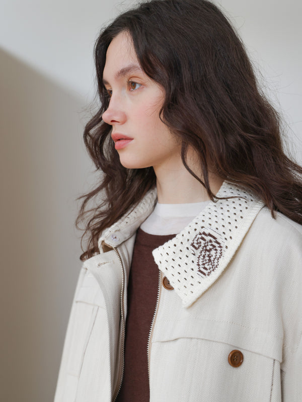 Crochet-Collar Utility Jacket