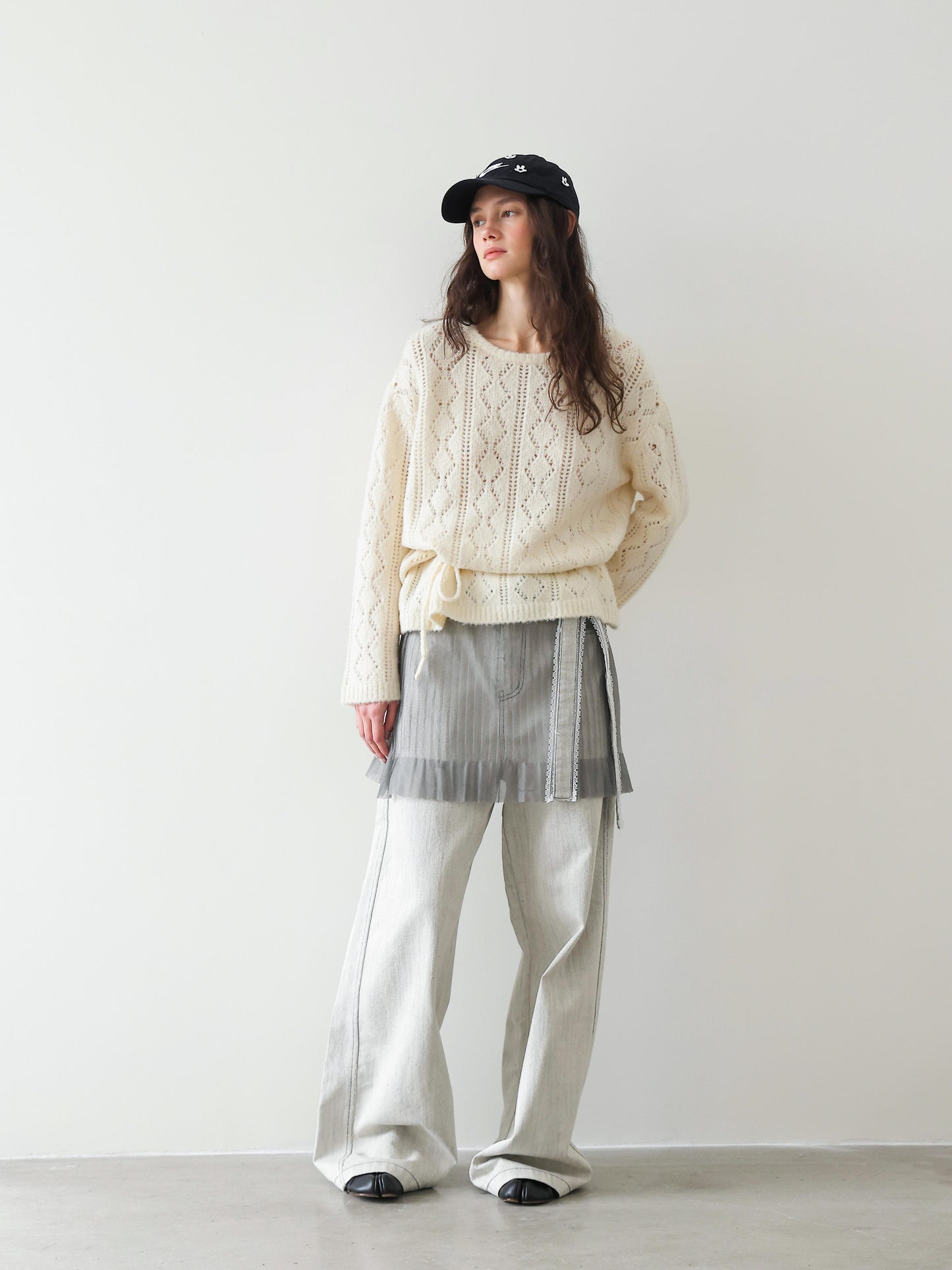 Crochet Lattice Tie Sweater